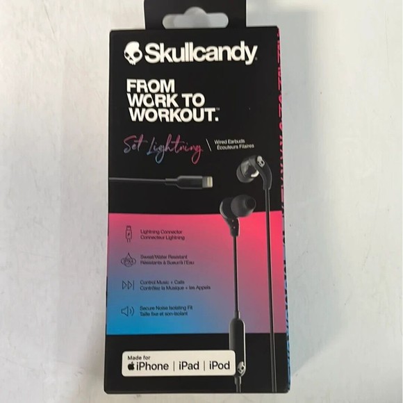 Skullcandy Wired Earbuds for iPhone iPad iPod Lightning Connector True black - Picture 1 of 4